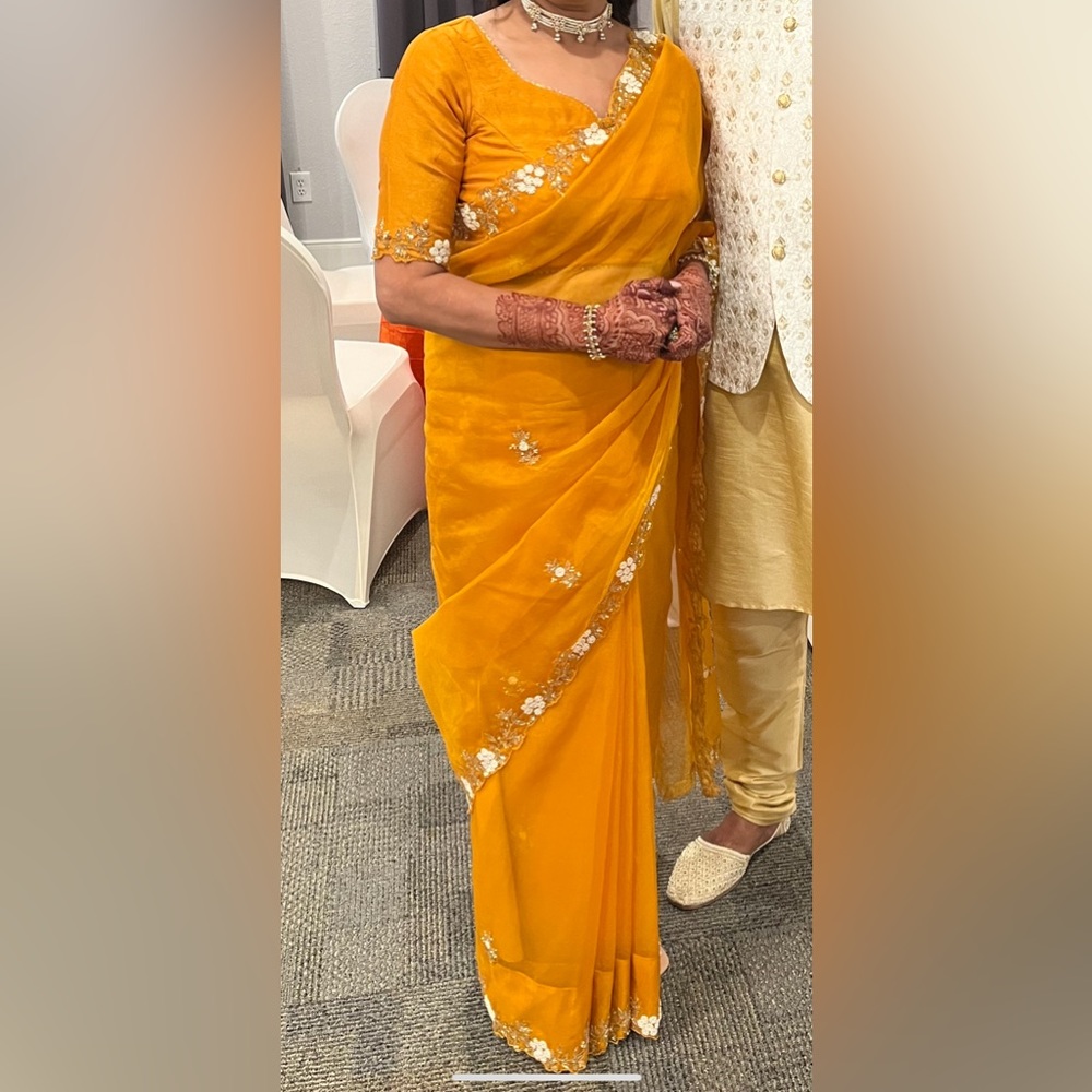 Mustard Yellow saree